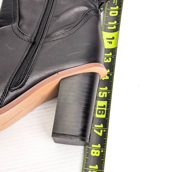 French Connection Women Black Vegan Leather Stretch Heel Round Toe Tall Boots 10 - Picture 7 of 9